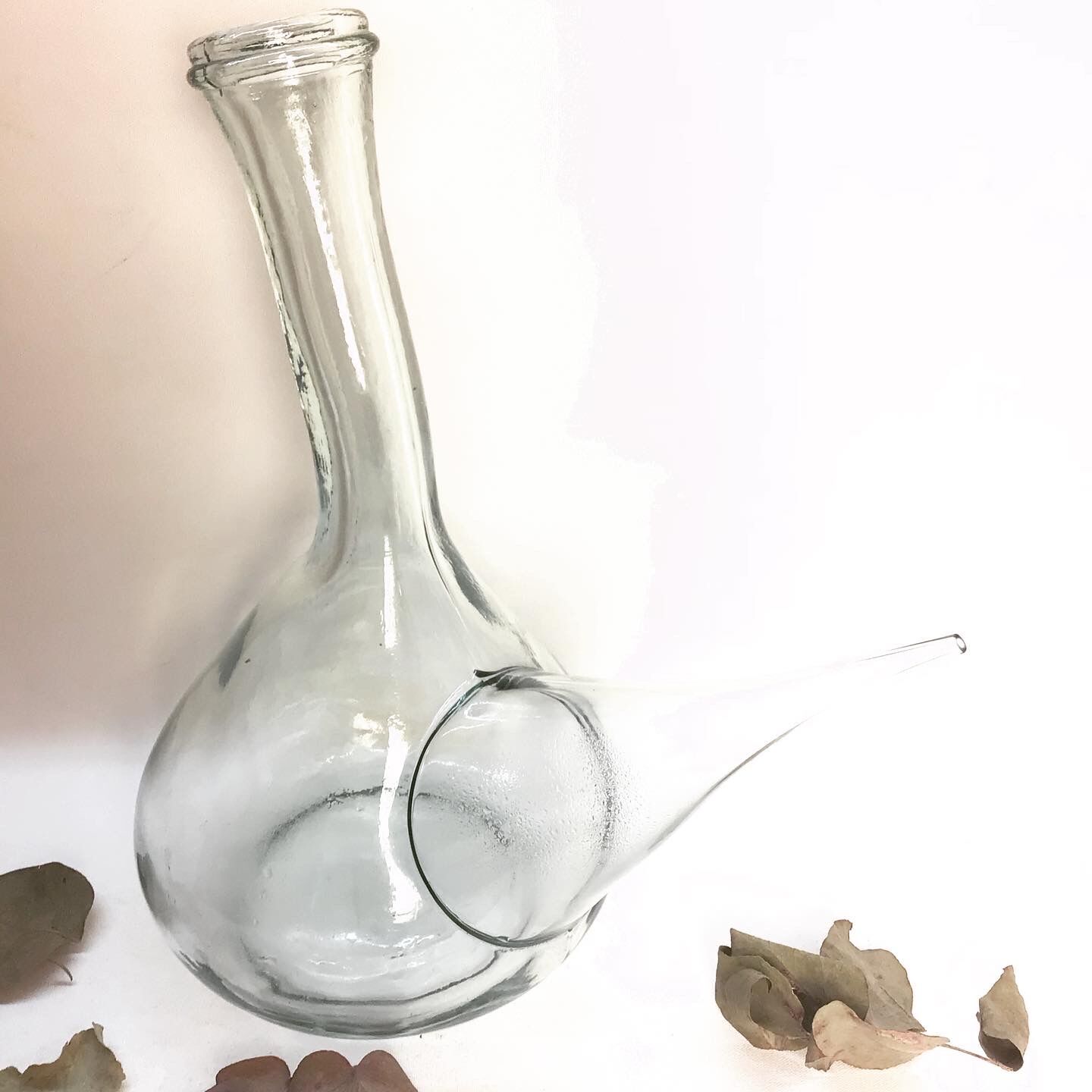 Spanish glass porron pitcher