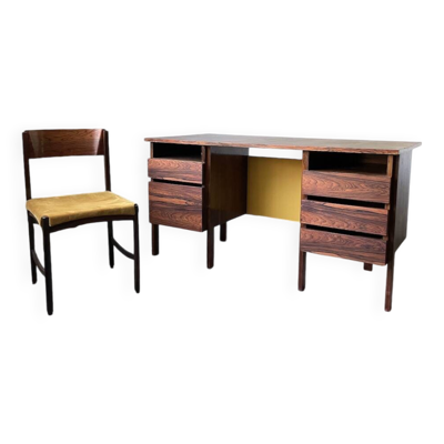 Bureau et sa chaise scandinave palissandre