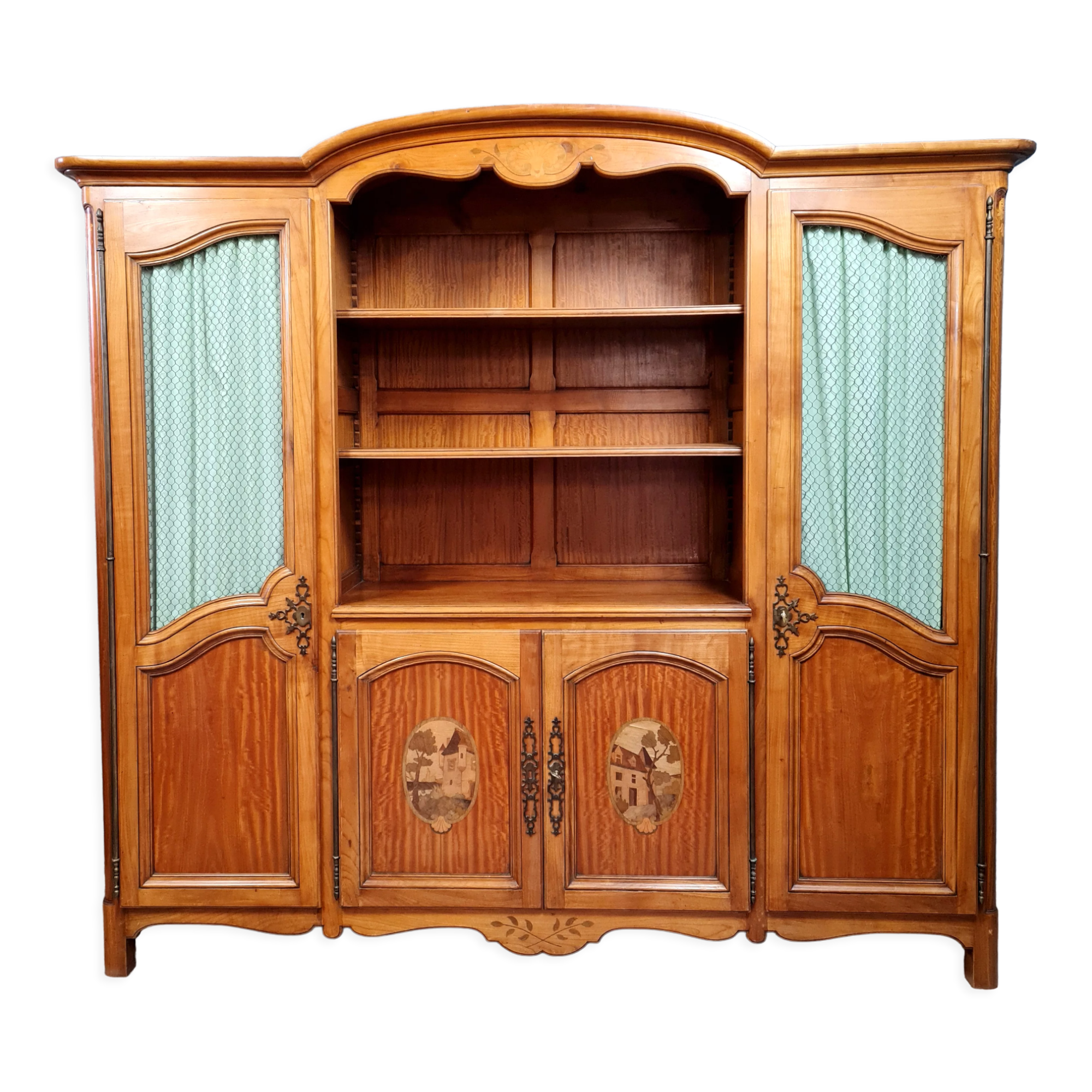 Louis XV style bookcase in marquetry and fine wood circa 1850