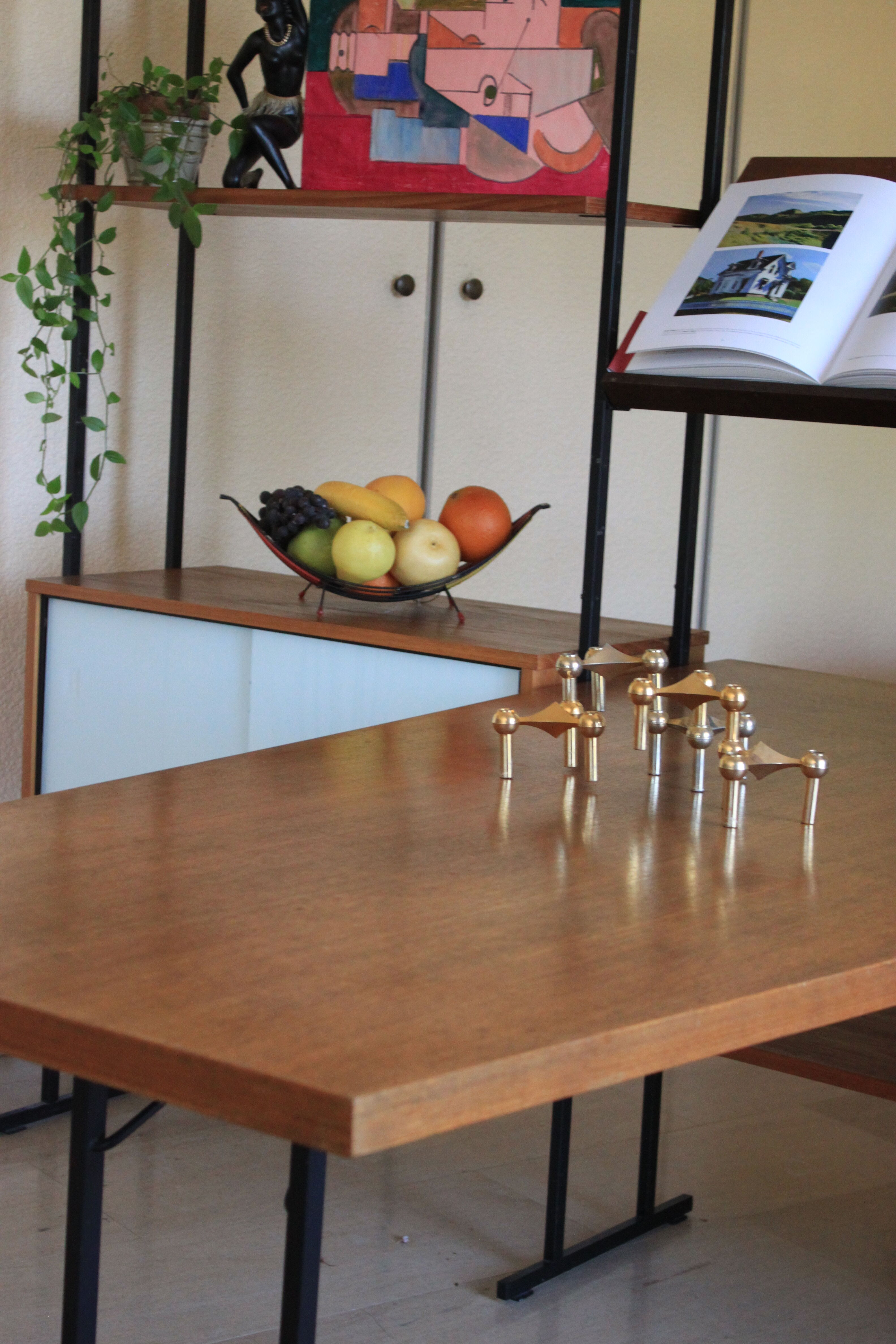 Huge shelf library Swedish desk teak, string.