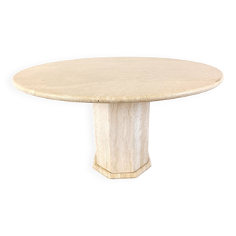 Round italian travertine dining table 1970s