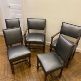 Ensemble de 2 fauteuils et 3 chaises époque Louis XIII