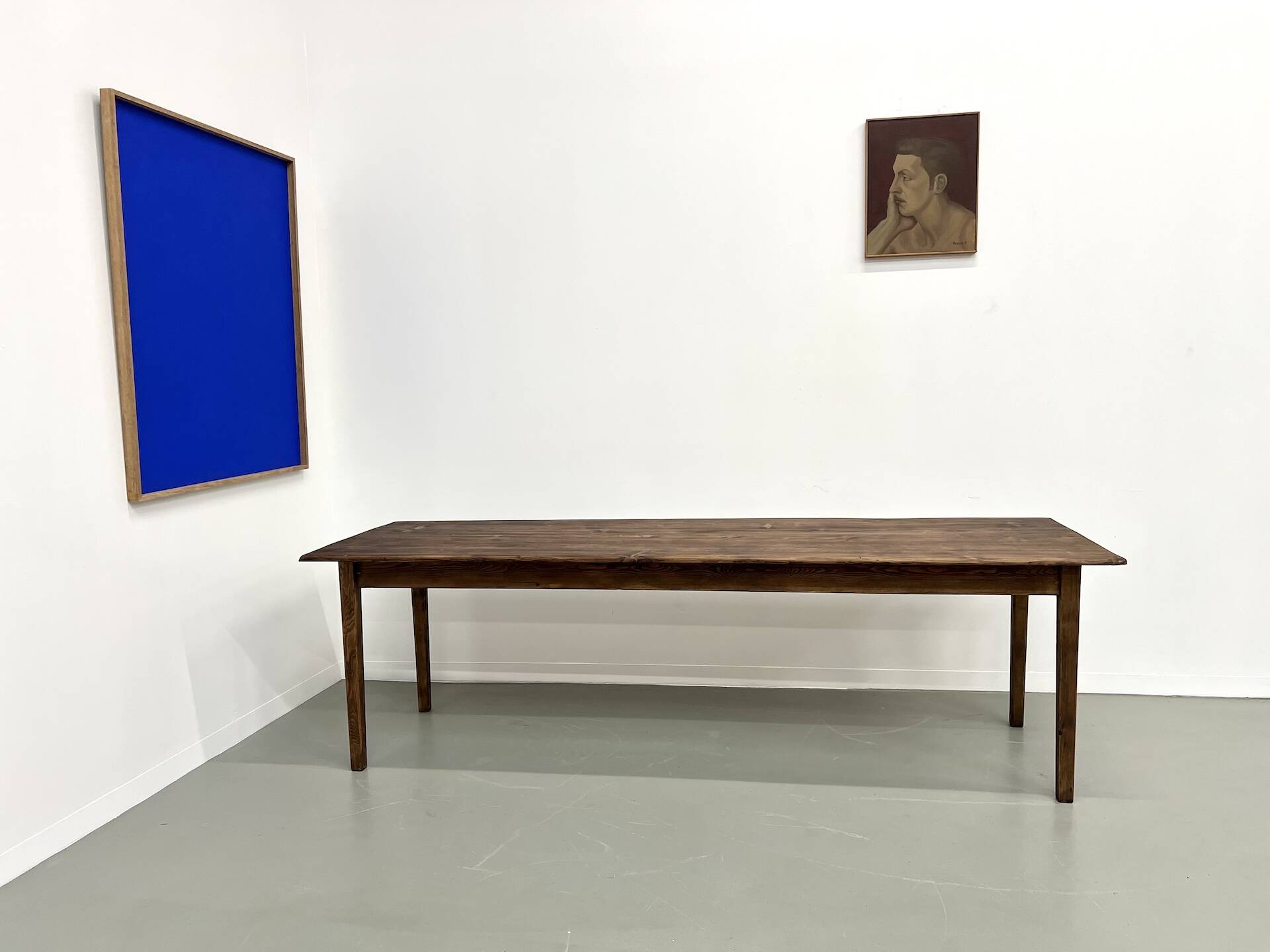 Large solid pine farmhouse table with spindle legs