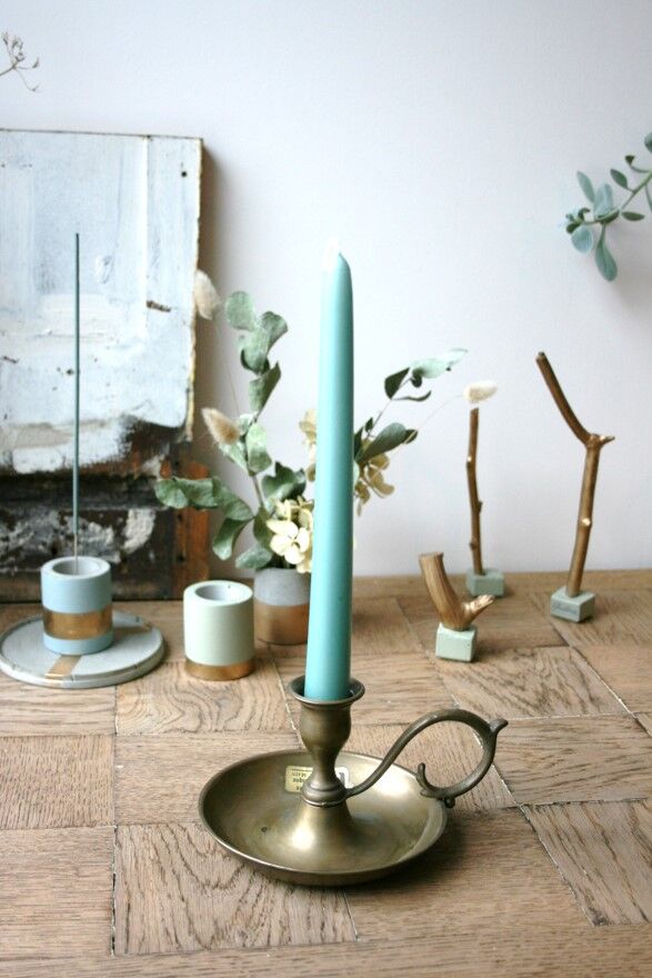 Copper hand-held candlestick