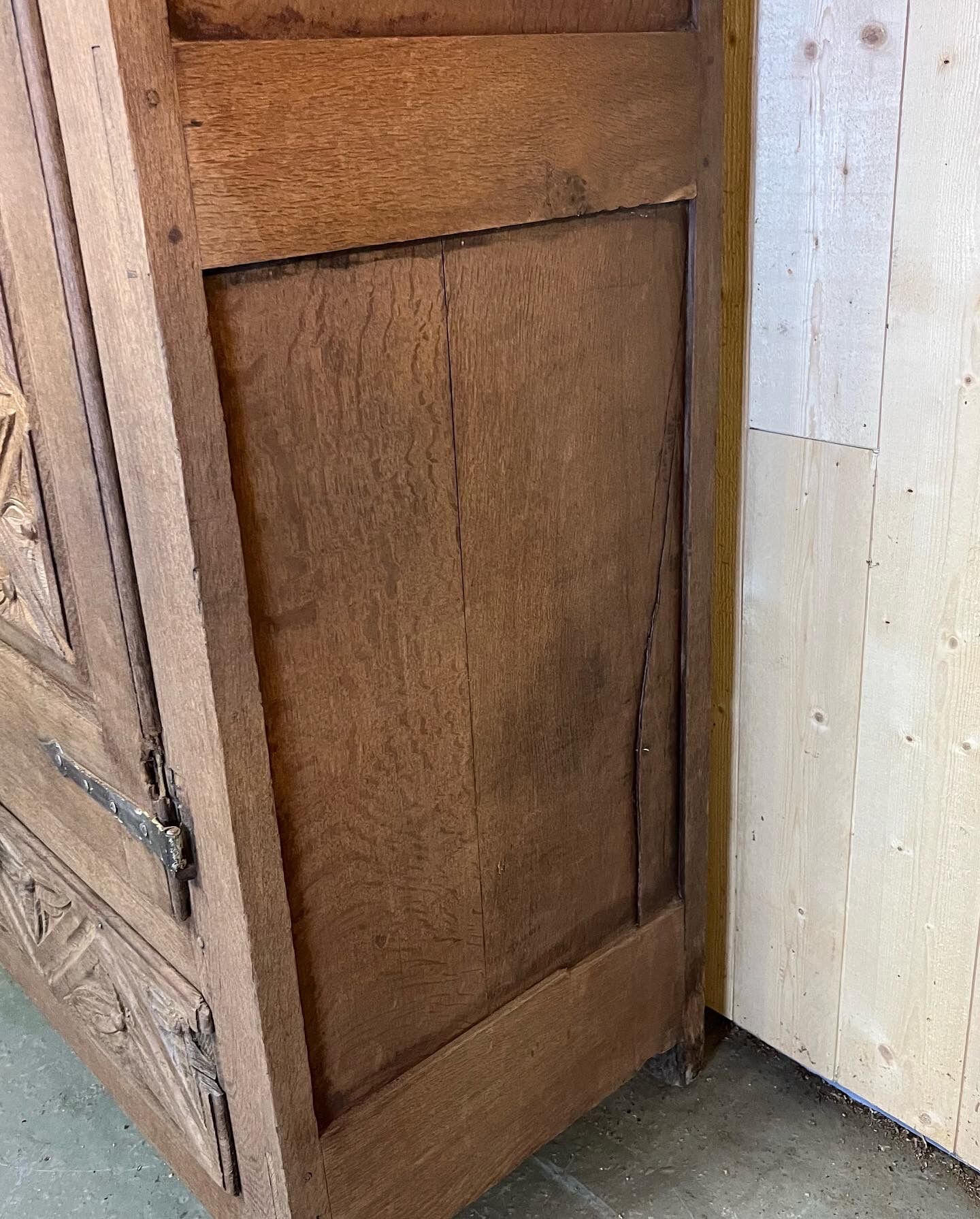 Old brutalist regionalist oak cabinet XIX th century