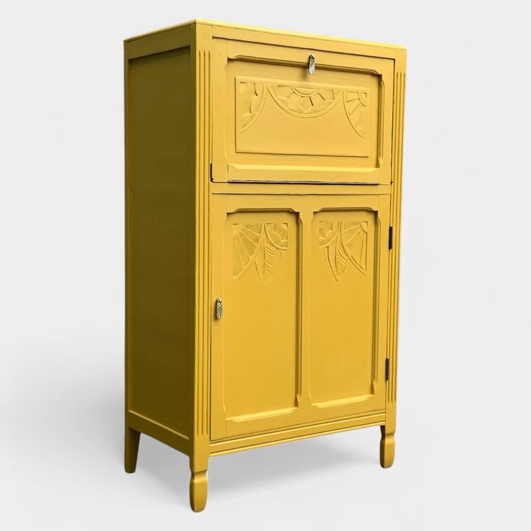 Parisian art deco buffet in yellow ochre