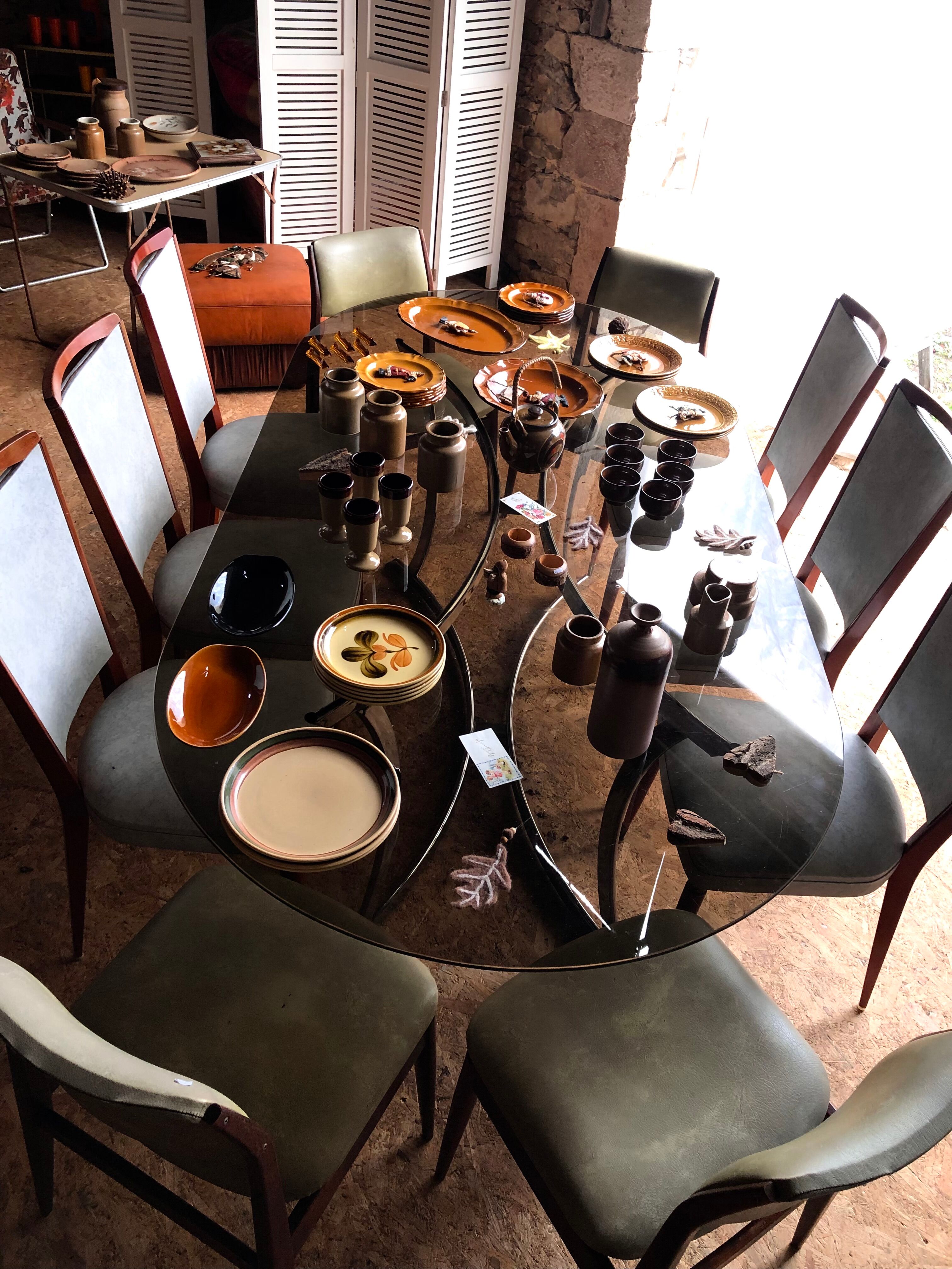 Smoked glass table and chrome legs