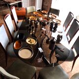 Smoked glass table and chrome legs