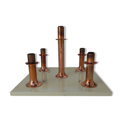 Rare plafonnier à 5 boules de verre, Ott international, 1970