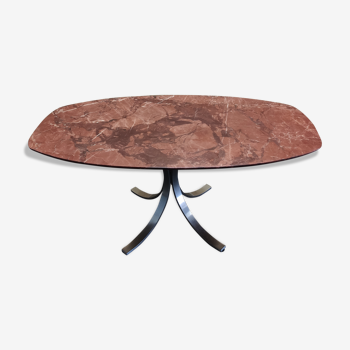 Oval dining table in red marble alicante techno