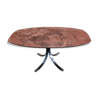 Oval dining table in red marble alicante techno