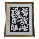 Sérigraphie d'après Jean Dubuffet, encadrée sous verre, cadre doré, 24 x 29 cm