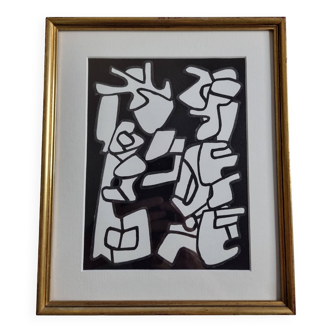 Screenprint after Jean Dubuffet, framed under glass, gilded frame, 24 x 29 cm