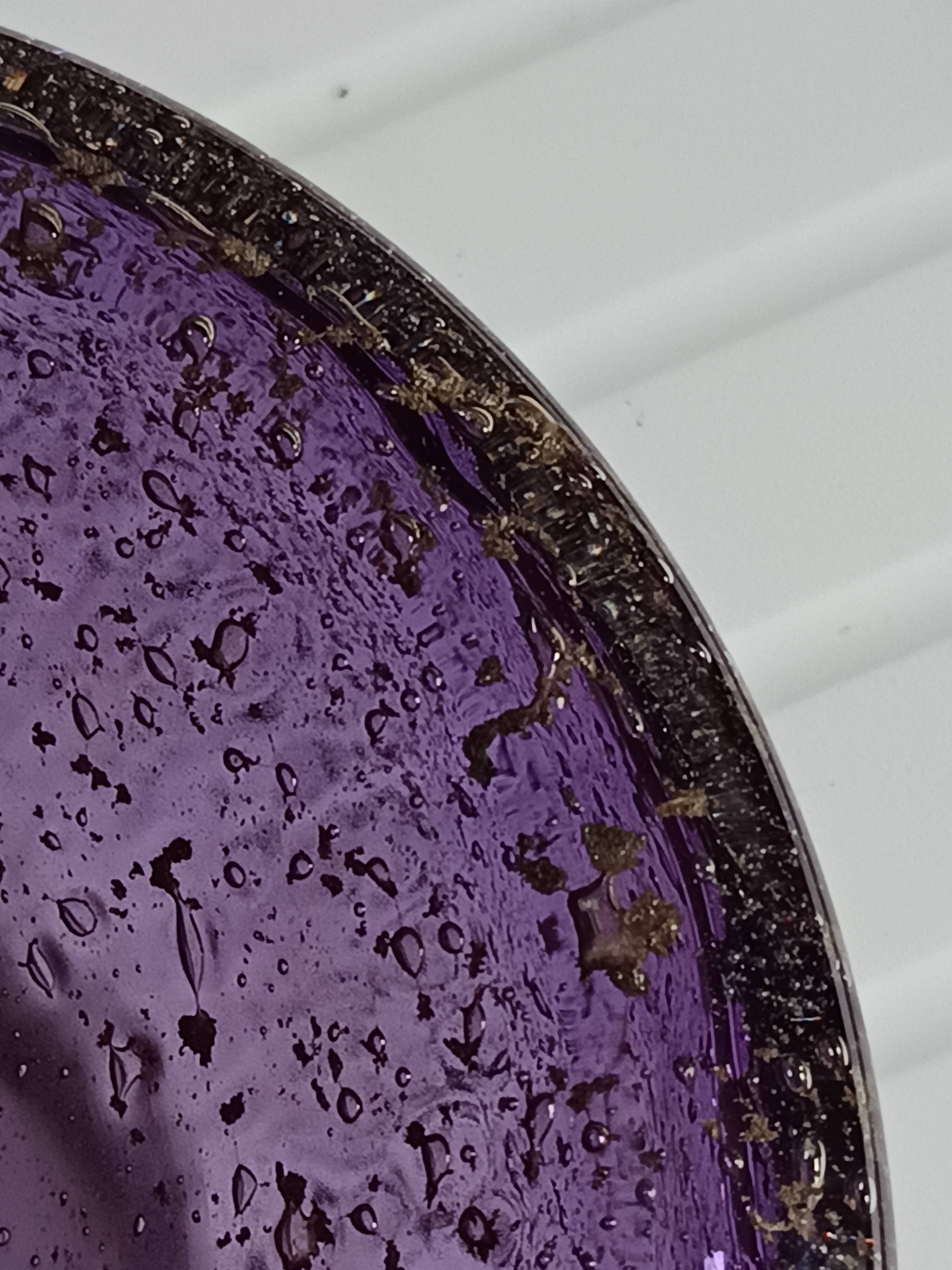 Purple Murano glass pocket bowl with aventurine – attributed to Seguso