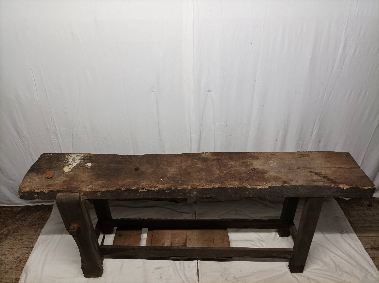 Old vintage wooden workbench