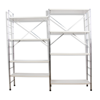 Etagère modulable vintage bois et aluminium 1970