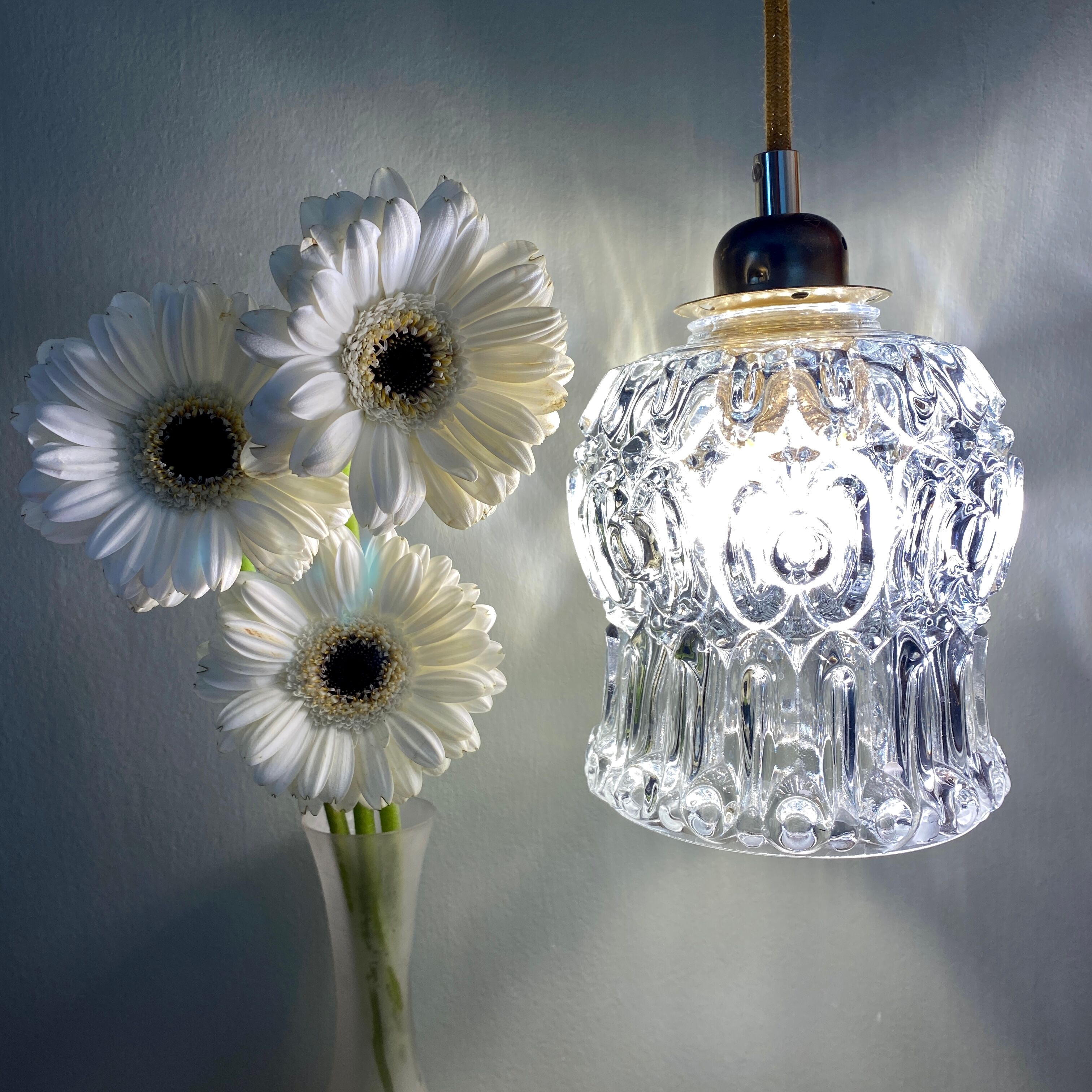 Vintage molded glass globe walker