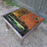 Set of 2 tables enamelled lava