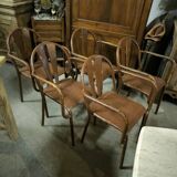 Set of 5 steel garden armchairs circa 1940/50