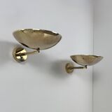 Pair of adjustable vintage wall lights, patinated brass, France, 1970.