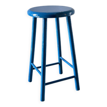 VINTAGE STOOL Electric Blue Wood