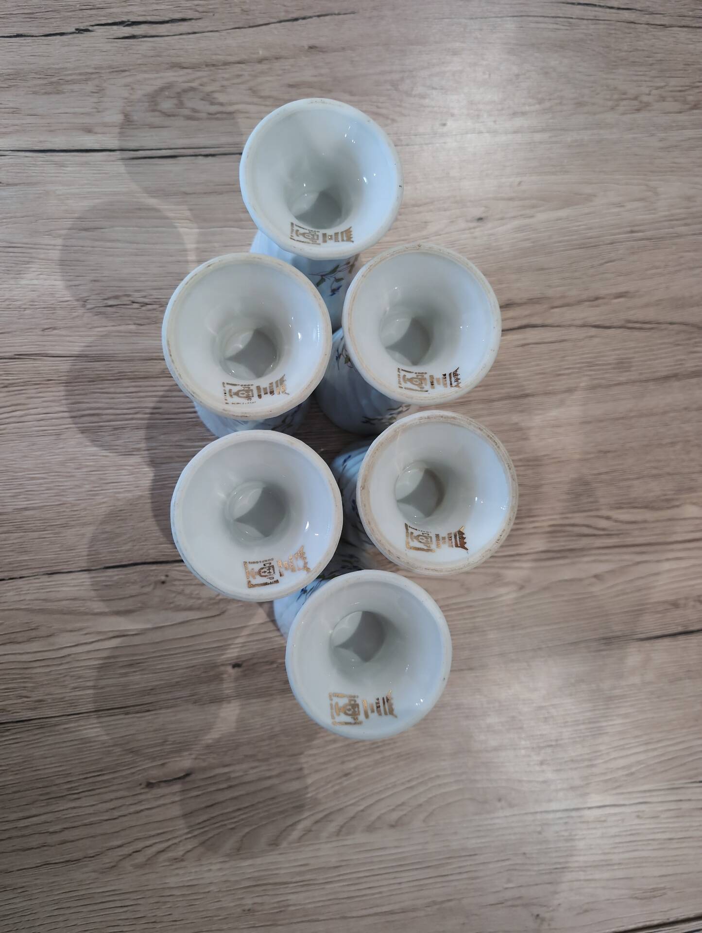 Set of 6 Vintage Mazagran Mugs Porcelain MP Tours Bluebells