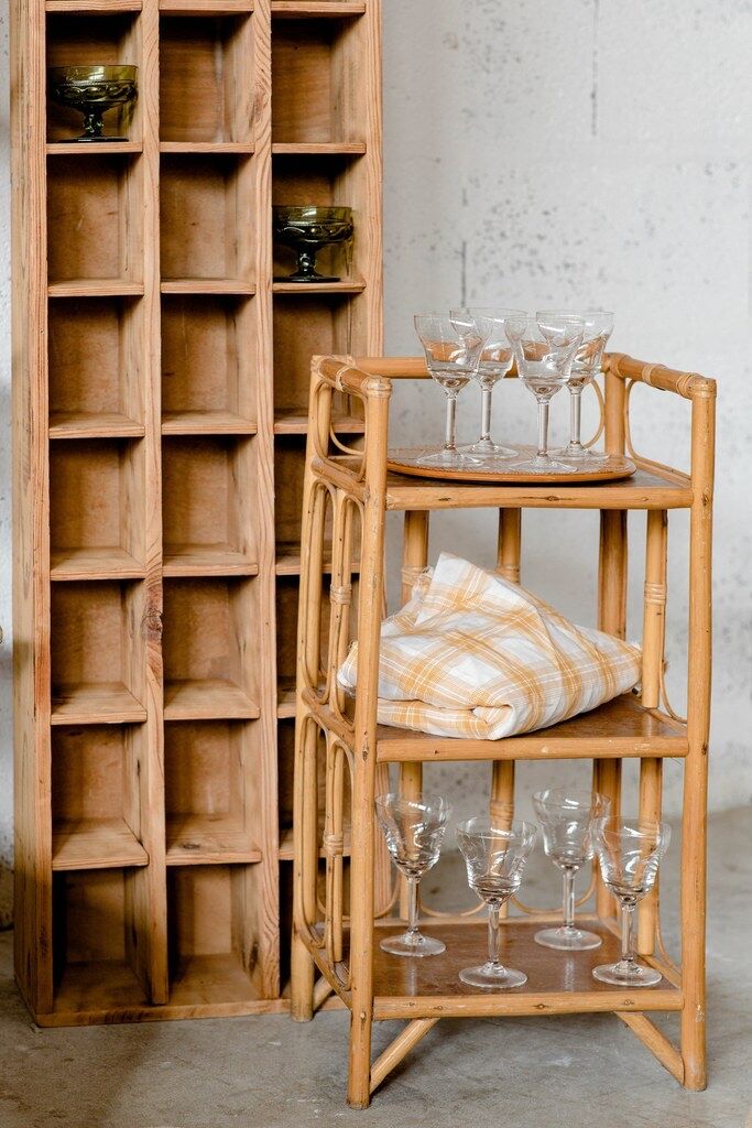 Vintage rattan bedside table