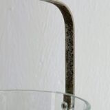 Clear glass ice bucket, geometric design.