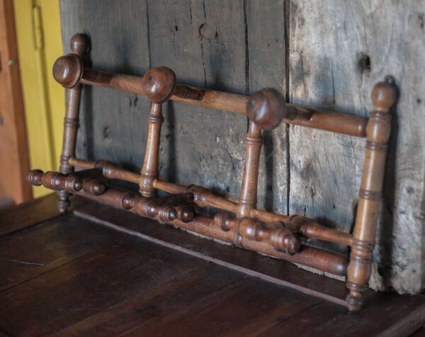 Porte-manteau bois imitation bambou, porte-manteau mural vintage, patères