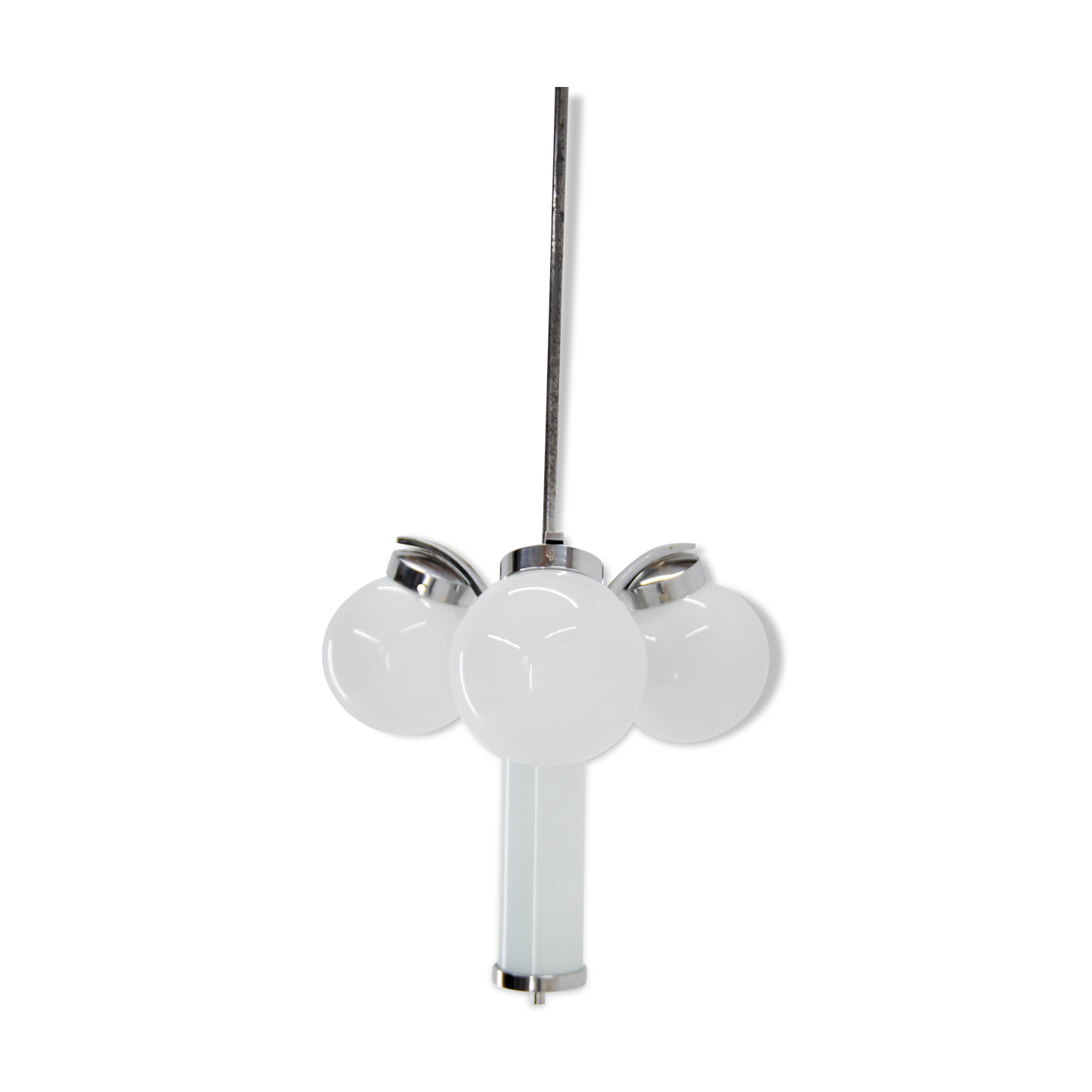 Lustre art déco en chrome et verre, années 1930