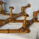 19th century turned wood accordion coat rack.