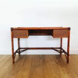 Rattan and cane desk