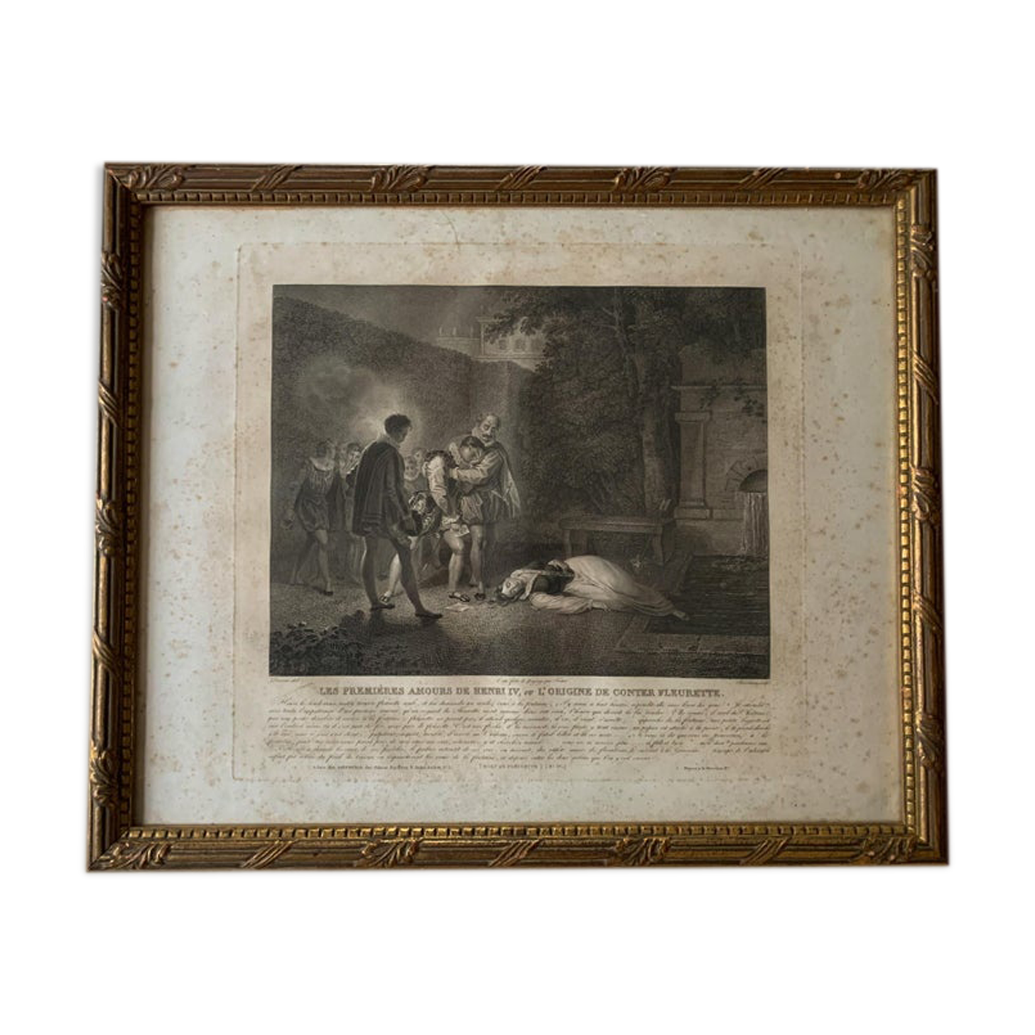 Alexandre Joseph Desenne, Les 1er amours d'Henri IV, engraving, XIXth century