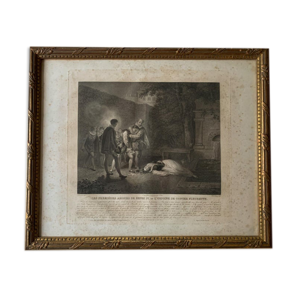 Alexandre Joseph Desenne,  Les 1ers amours d’Henri IV, gravure, XIXème s