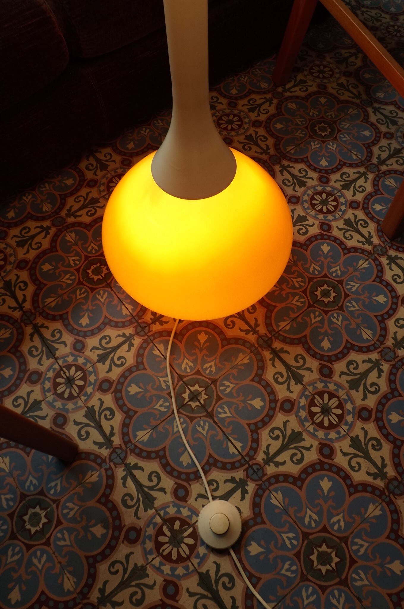 Orange 1960-70 vintage opaline drop lamp