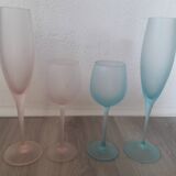 Lot tête a tête verrerie de Biot verre souffle bulle coupes à champagne verres à pieds