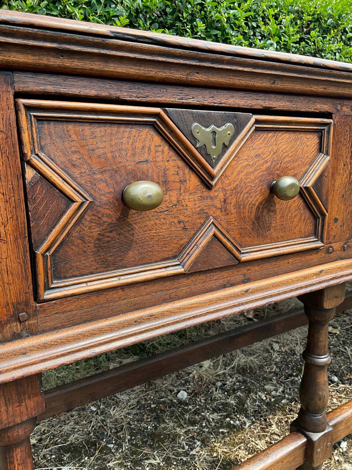Antique 18th century solid oak Jacobean style sideboard