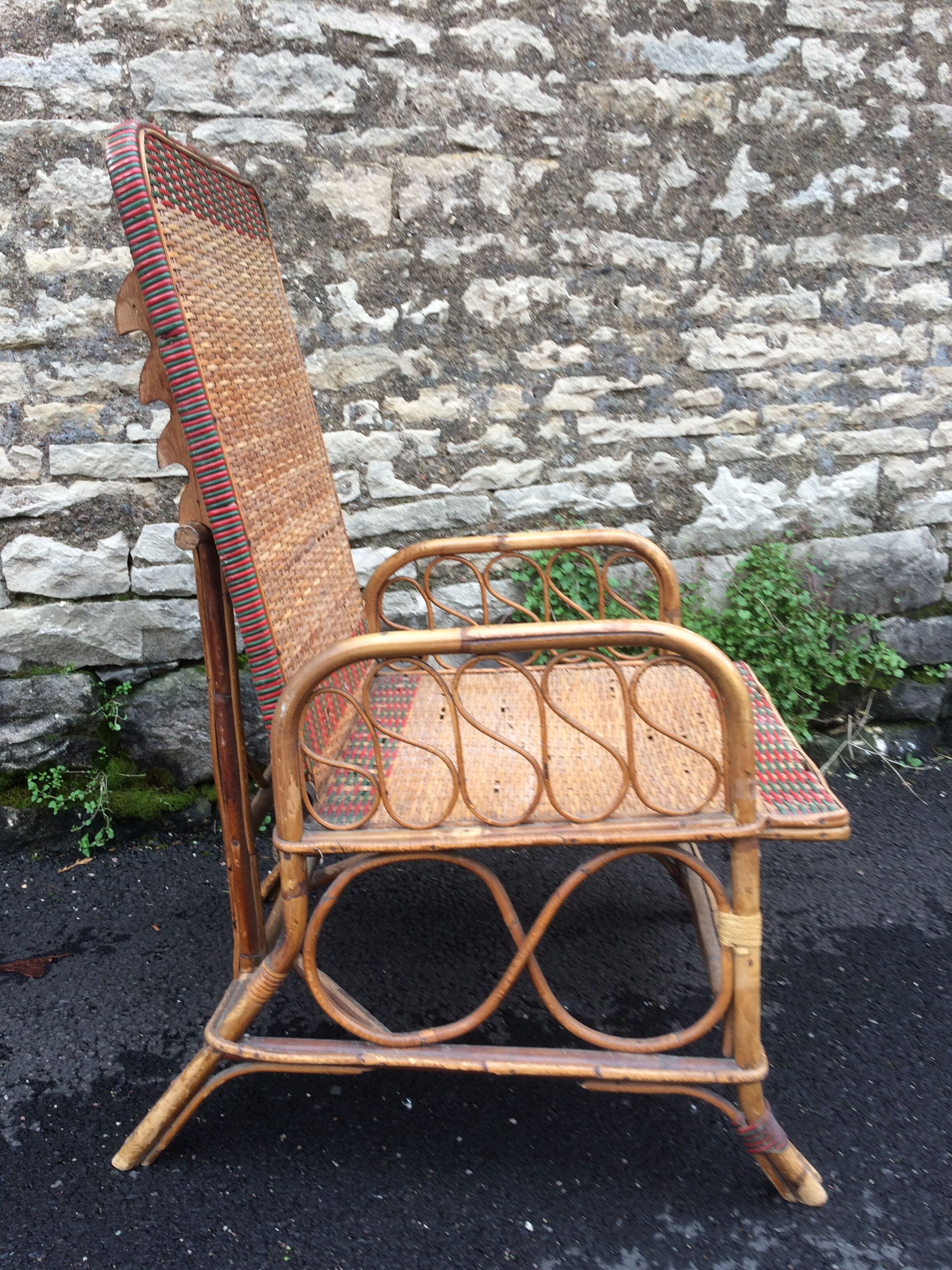 Bamboo rattan long chair