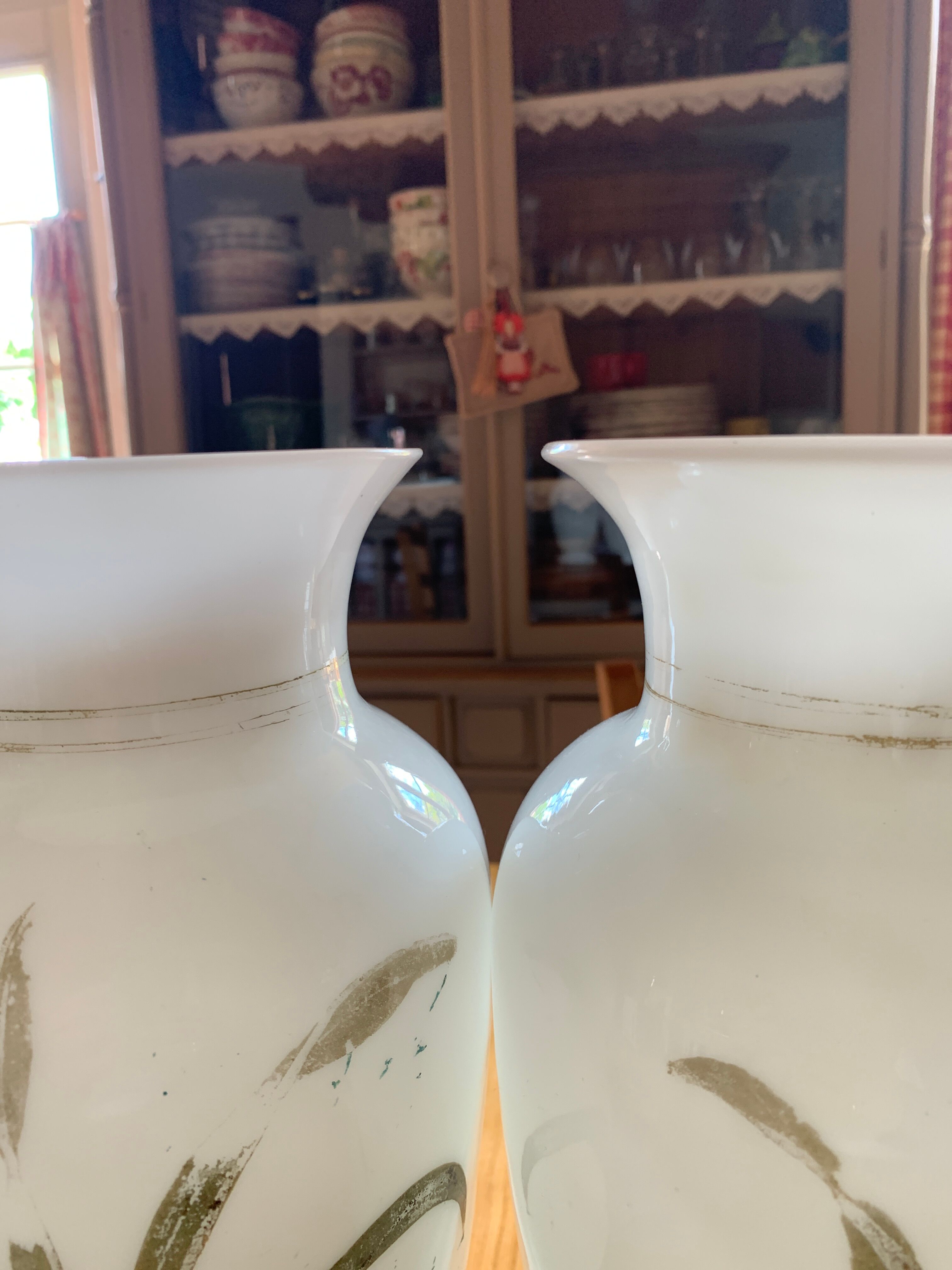 Pair of old opaline vases