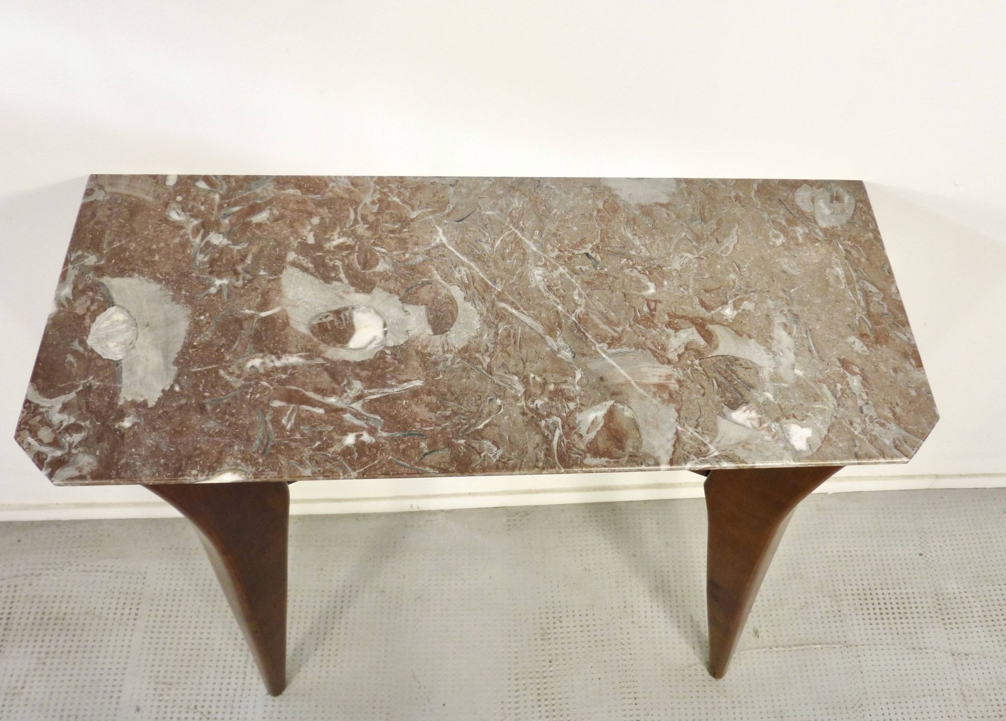 Italian Midcentury Console In Mahogany And Marble