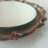 70's Mirror Wall Mirror Ceramic Pan Illuminated Space Age Design