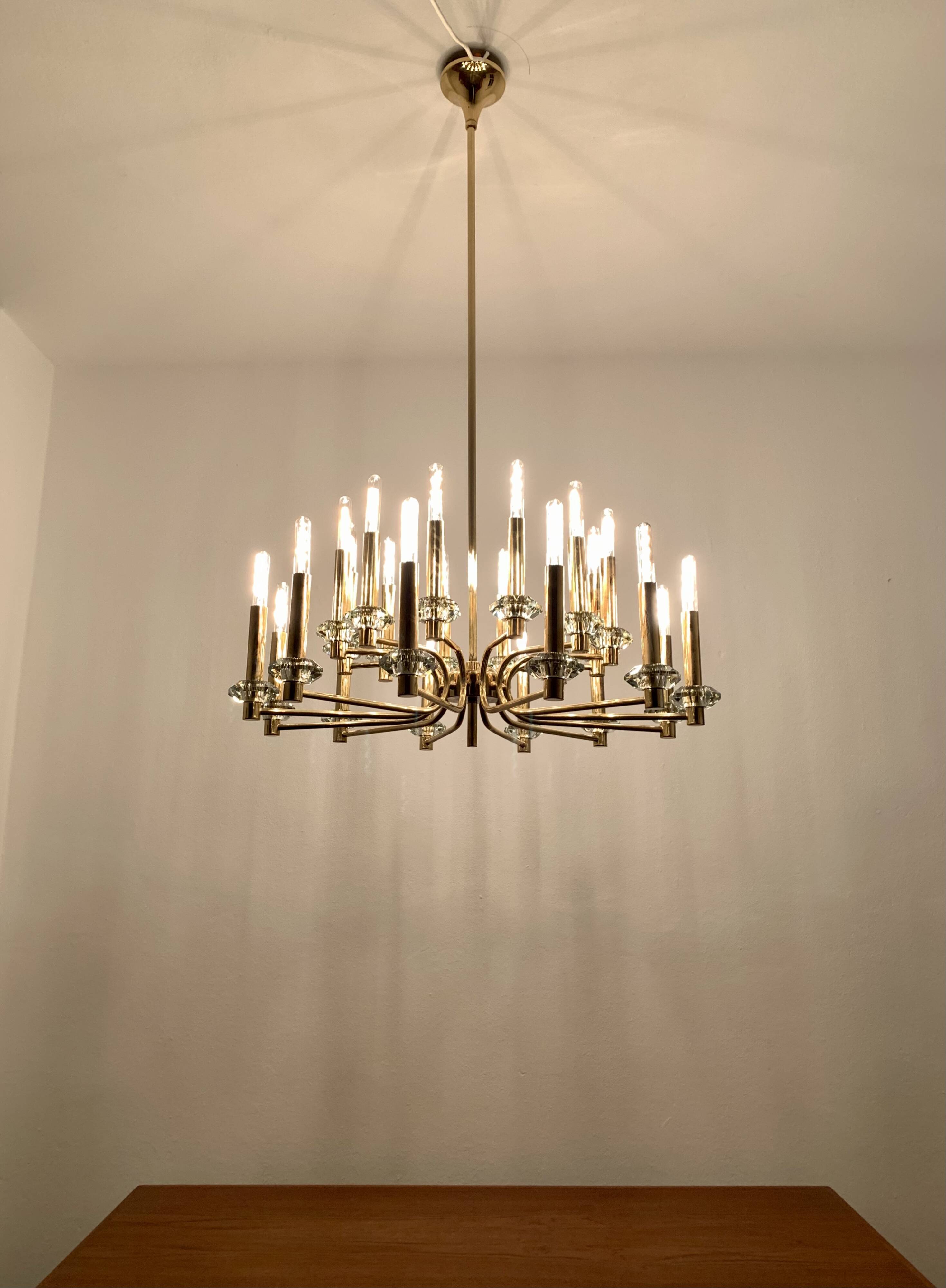 Brass Chandelier by Gaetano Sciolari