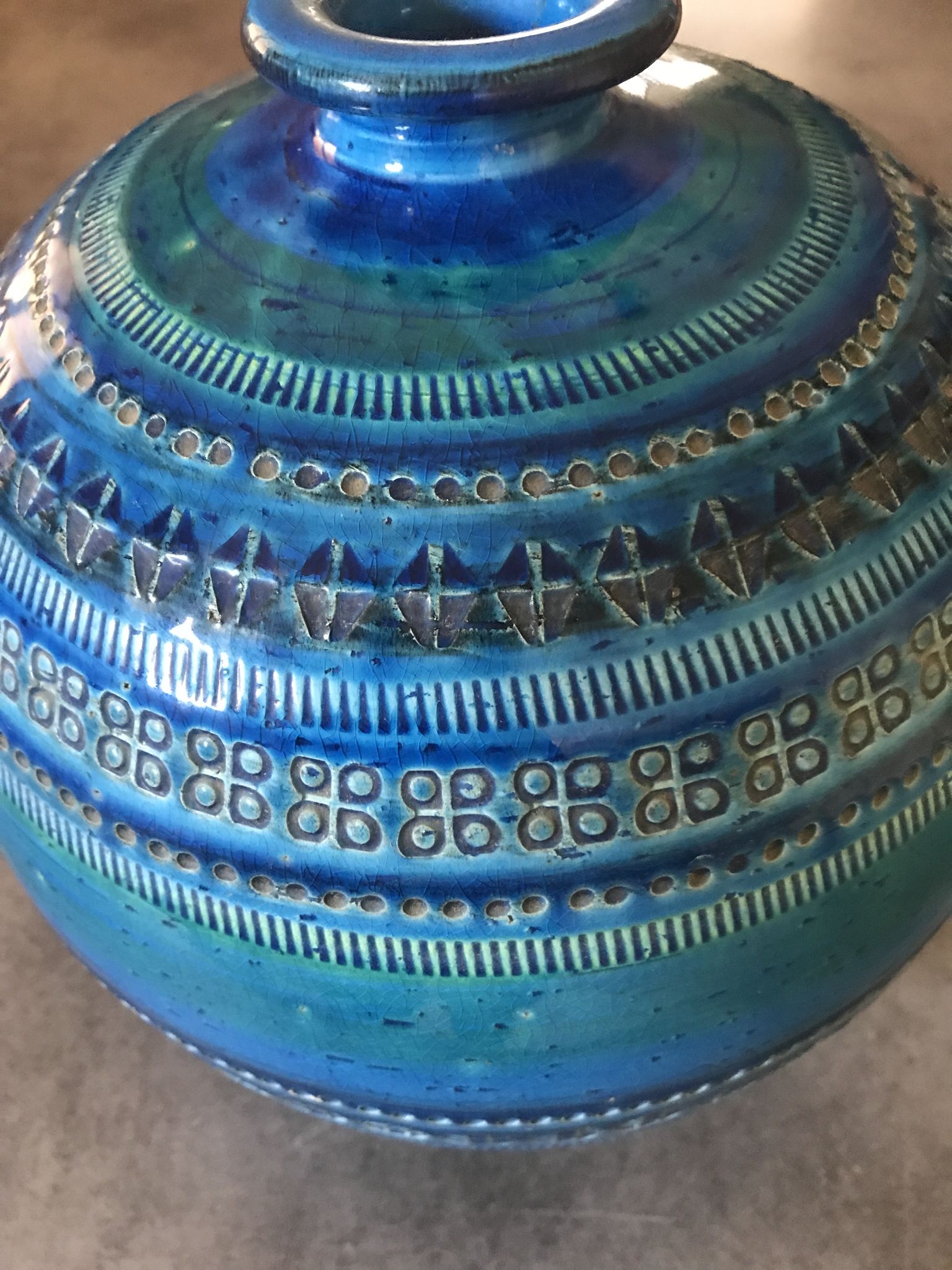 Vase ceramic blue Aldo Londi for Flavia Montelupo faïence vintage 60/70 italy