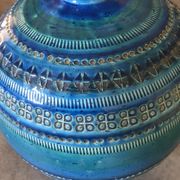 Vase ceramic blue Aldo Londi for Flavia Montelupo faïence vintage 60/70 italy