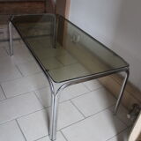 Coffee table chrome and smoked glass