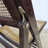 Folding wooden chairs with raffia, 1970s.