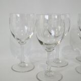 Set of 6 engraved crystal wine glasses from the 30s and 40s