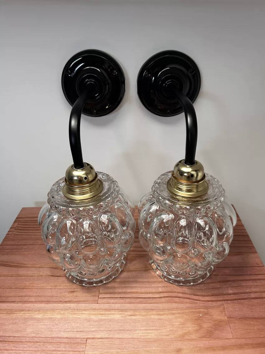 Pair of antique glass wall sconces