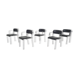 Set of five chrome and leather dining chairs by Aryform, Sweden 1970's