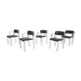Set of five chrome and leather dining chairs by Aryform, Sweden 1970's